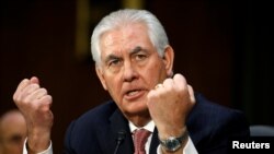 Former ExxonMobil CEO Rex Tillerson testifies during a Senate Foreign Relations Committee confirmation hearing to become U.S. secretary of state on Capitol Hill in Washington, D.C., on January 11.