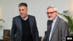 Копретседавачите на македонско - бугарска комисија за историски и образовани прашања, Драги Ѓорѓиев и Ангел Димитров. 