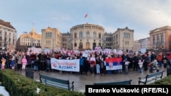 Skup podrške studentskim zahtevima ispred parlamenta u Oslu, Norveška, 26. januar 2025.