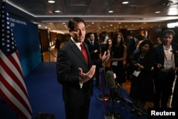 US Secretary of State Marco Rubio speaks to journalists on July 23 after attending the ASEAN foreign ministers' meeting.