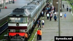 Пасажырскі цягнік у Віцебску. Архіўнае фота
