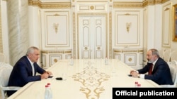 Armenia -Prime Minister Nikol Pashinian meets with businessman Samvel Karapetian, June 24, 2021.