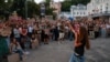 Акція відбулася на тому ж місці, що й вранці, на площі Івана Франка в центрі столиці