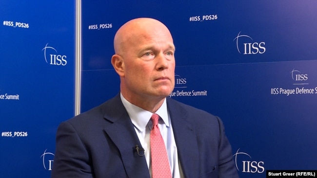 Постійний представник США при НАТО Метью Вітакер під час інтерв'ю Радіо Свобода в Празі, Чехія, 18 вересня 2026 року