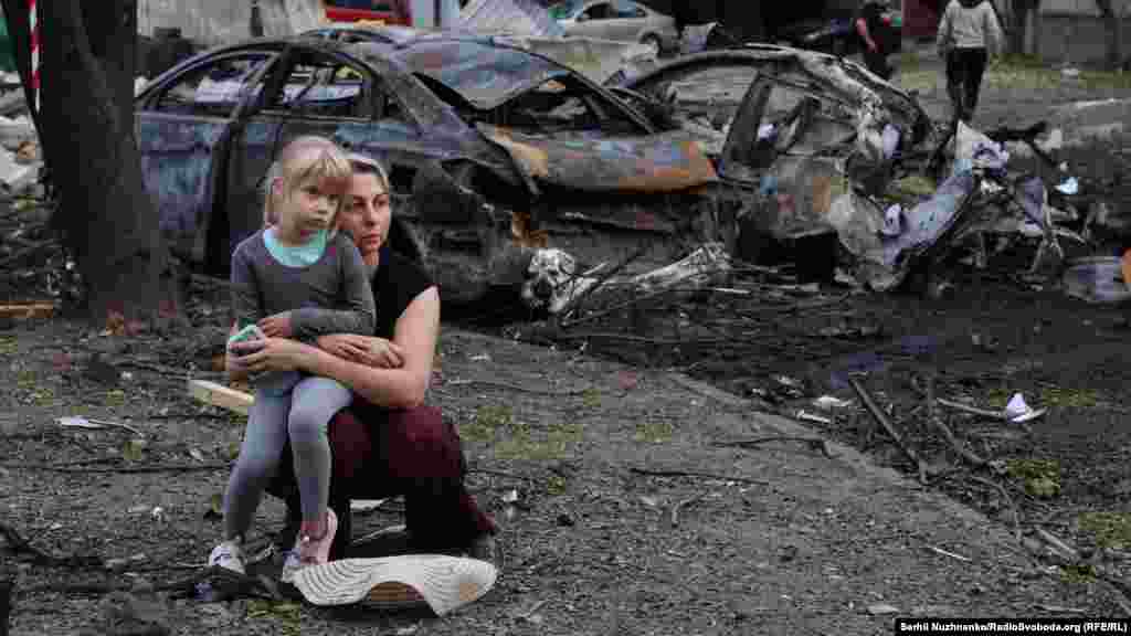 “There is nothing left,” Natalya, a resident of Boryspil in the Kyiv region, told RFE/RL's Ukrainian Service as she surveyed what remained of her sister’s apartment in a building damaged by a Russian missile strike following a deadly attack on September 1.