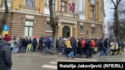 Protest ispred subotičke gimnazije, 21. januar 2025.