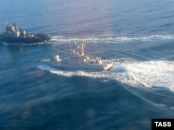 Ucraina - incident maritim in apropierea strâmtorii Kerci, 25 noiembrie 2018. Trei vase ucrainene sechestrate de marina rusă. Sursa FSB