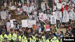 Демонстрация в центре Лондона, 9 ноября 2011