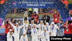 تیم فوتسال زنان در دومین جشن قهرمانی آسیا در سال ۲۰۱۸