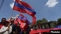 Armenia -- The Communist Party of Armenia holds a May Day demonstration in Yerevan, May 1, 2019.