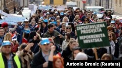 Jedan od protesta zaposlenih u prosveti u Hrvatskoj