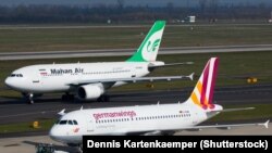 Mahan Airbus A310 taxies at Duesseldorf International Airport. Undated