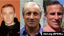 RFE/RL Ukrainian Service reporters Stanislav Aseyev, Mykola Semena, and Oleh Halazyuk.