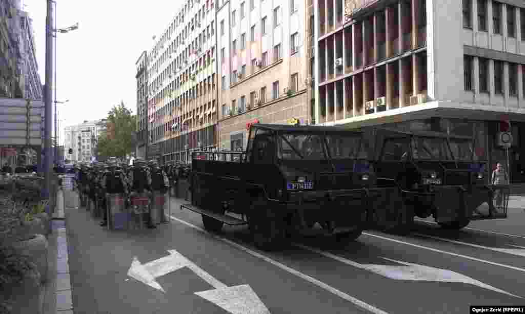 The parade took place amid a heavy police presence 