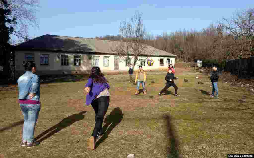 Students play dodgeball at a school in the village of Kumistavi, as photographed by P.E. teacher Lika Chkonia. One team has an advantage in the low winter sunlight but Lika says that&#39;s just something her kids have learned to deal with.&nbsp;