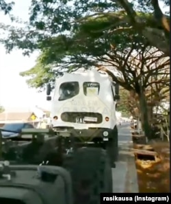 A screengrab of a video shows concealed trucks with the HAL brand.