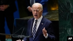 Presidenti amerikan, Joe Biden, gjatë fjalimit në OKB. 