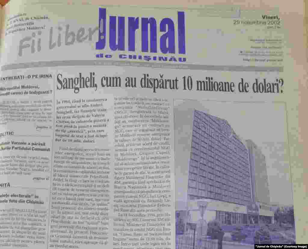 &quot;Jurnal de Chişinău&quot;, 29 noiembrie 2002, afacerea Petrolbank sau &quot;delapidarea în 1994 a 10 milioane de dolari&quot;