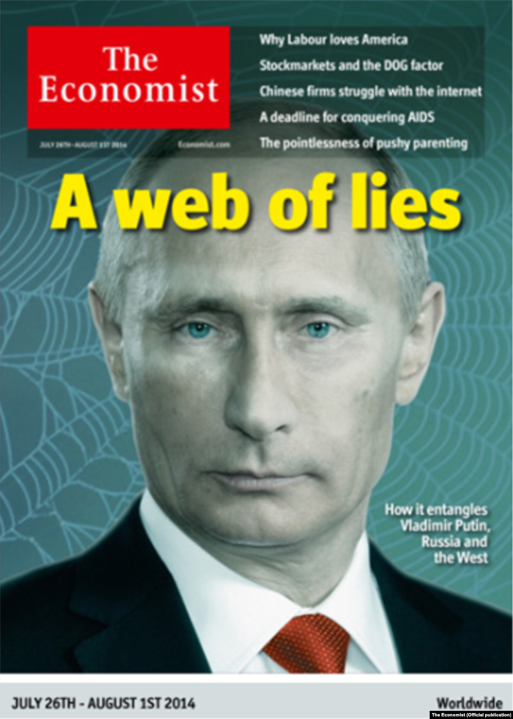 &quot;The Economist&quot; pictures Putin entangled in a &quot;web of lies.&quot;