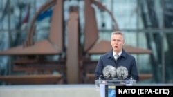 Generalni sekretar NATO Jens Stoltenberg tokom ceremonije prijema Severne Makedonije u članstvo - Brisel, 30. mart 2020