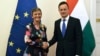 Szijjártó Péter külügyminiszter mellett Margrethe Vestager versenypolitikáért felelős uniós biztos Budapesten 2018. június 1-jén