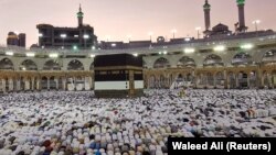 Muslims pray at the Grand Mosque during the annual hajj pilgrimage in the holy city of Mecca on August 8.