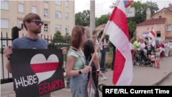 Беларусы Рыгі пратэстуюць супраць несправядлівай выбарчай кампаніі, 31 ліпеня 2020 году