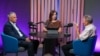 Victoria Coroban, gazda podcastului „Dincolo de știri”, alături de analiștii Nicolae Negru și Igor Boțan, în studioul Europei Libere de la Chișinău.