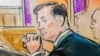 Пол Манафорт, бывший глава предвыборного штаба Дональда Трампа, в зале суда (рисунок)
