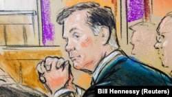 Donald Trump's former campaign manager Paul Manafort is shown in artist's sketch as he sits in federal court on the opening day of his trial on bank and tax fraud charges stemming from Special Counsel Robert Mueller's investigation into alleged Russian meddling in the 2016 U.S. presidential election.