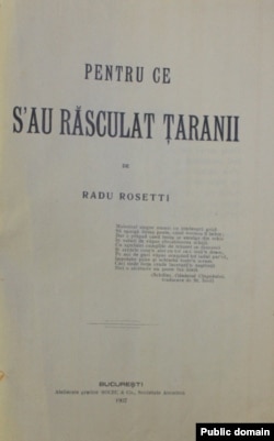 Radu Rosetti, Pentru ce s-au răsculat țăranii, București, 1907