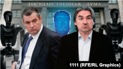 Коллаж: Слуцкий, Свинцов, роботы и ИИ Жириновский