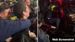 18 წლის ალექსანდრე რაზმაძე ძალის გამოყენებით რამდენიმე პოლიციელმა დააკავა.