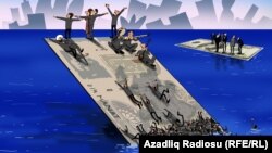 "Batan manat", Karikatura. Gündüz Ağayev.