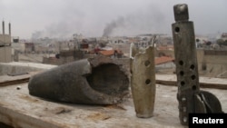 Дамаск қаласының шет жағындағы аудан. Сирия, 29 қаңтар 2012 жыл.