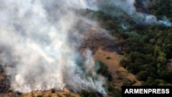 Armenia - A wildfire in the Khosrov Forest State Reserve, 14Aug2017.