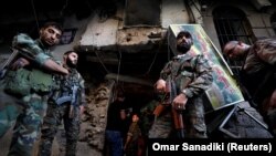 نیروهای ارتش و پلیس سوریه در مرکز دمشق؛ اکتبر ۲۰۱۷