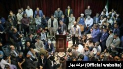 Mahmoud Ahmadinejad speaking to his supporters in the city of Tabriz on Thursday May 31, 2018.