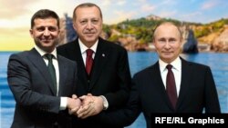 Президенты Украины, России и Турции. Коллаж