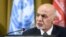 Afghan President Ashraf Ghani delivers a speech during the United Nations conference on Afghanistan at the UN Office in Geneva in 2018.