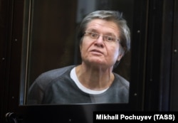 Former Russian Economy Minister Aleksei Ulyukayev attends his court hearing in Moscow on April 12.