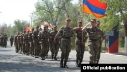 Militari armeni la o aplicație CSI îm Ashuluk, imagine de arhivă.