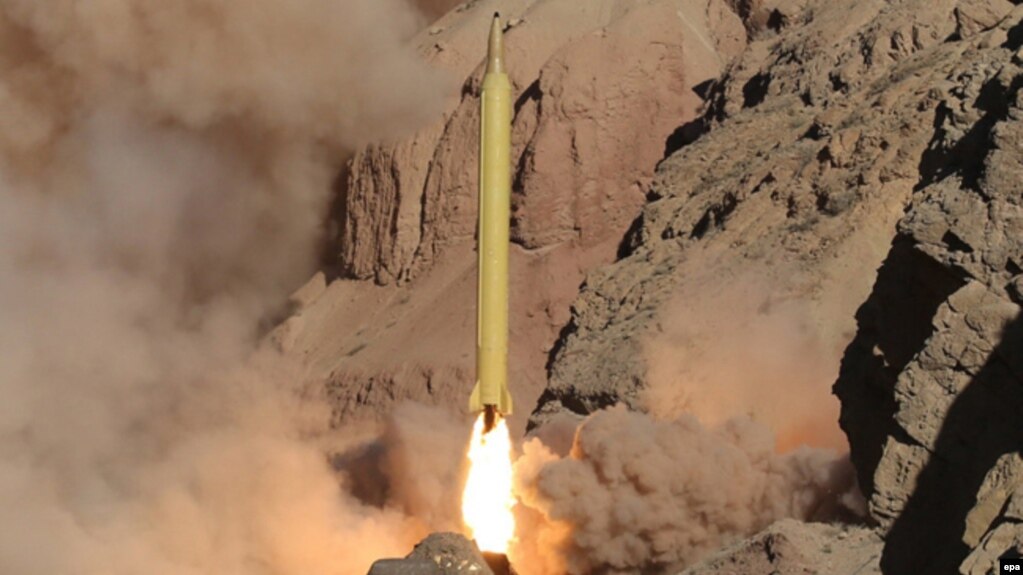 An Iranian long-range Qadr missile is launched at an undisclosed location in Iran in March 2016.