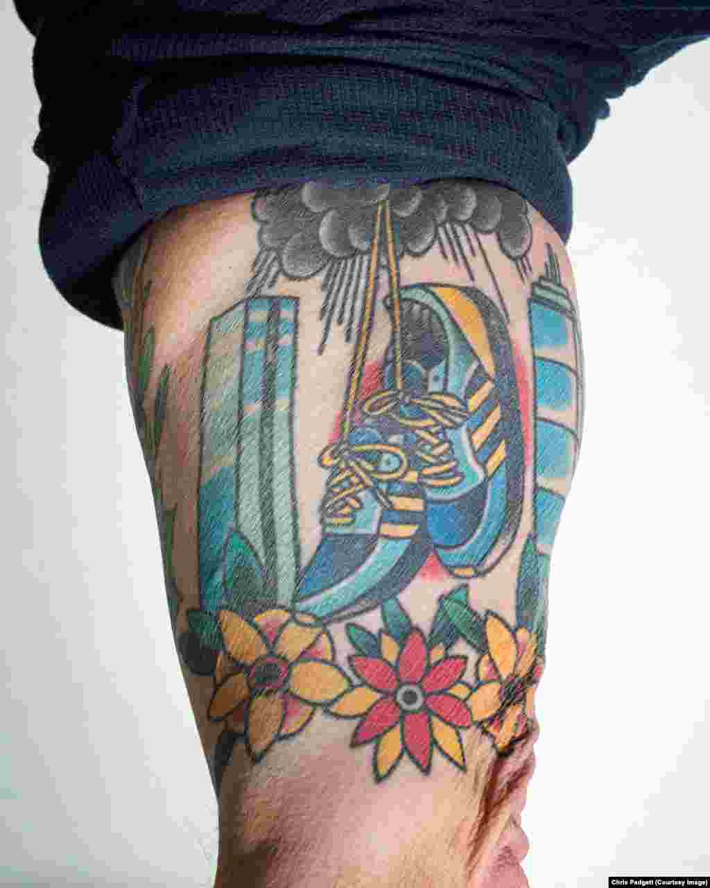 Rich "Sully" Sullivan, a pub owner in a suburb of Boston, wears a bicep tattoo depicting the Boston bombings. Another arm tattoo depicts the September 11th attacks on New York City, his home town.