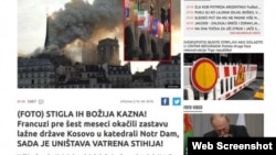 A screen-grab from the website of Informer, a Serbian tabloid that said the fire in Notre Dame was "God's punishment."