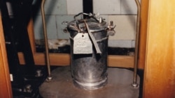 A container filled with highly enriched uranium in a factory in Kazakhstan in 1994. 
