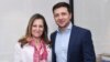 Ukrainian President-elect Volodymyr Zelenskiy (right) poses for a photo with Chrystia Freeland, then Canada's foreign minister, during a meeting in Kyiv in May 2019.