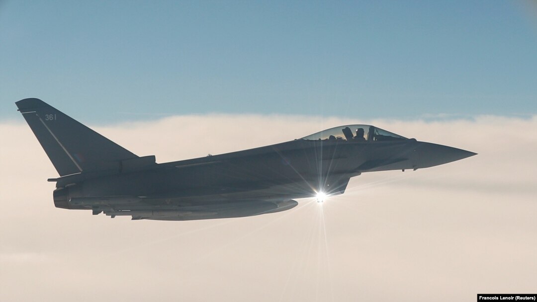 Imagine de arhivă cu un avion multi-rol Typhoon, care aparține forțelor aeriene britanice.