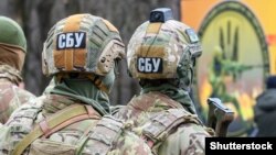 Members of Ukraine's security service, the SBU, during training in March 2021.