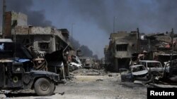 Pamje e shkatërrimeve nga lufta në Qytetin e Vjetër të Mosulit në Irak 